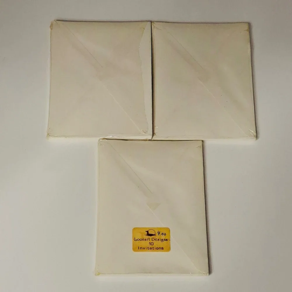 Vintage Loonart Designs Invitations Lot of 30 Gold Red 2 Sealed NOS
